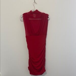 ZARA NWT Red Combination Mesh Ruched Mini Dress Size S